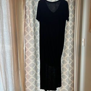 Long black v neck T-shirt dress